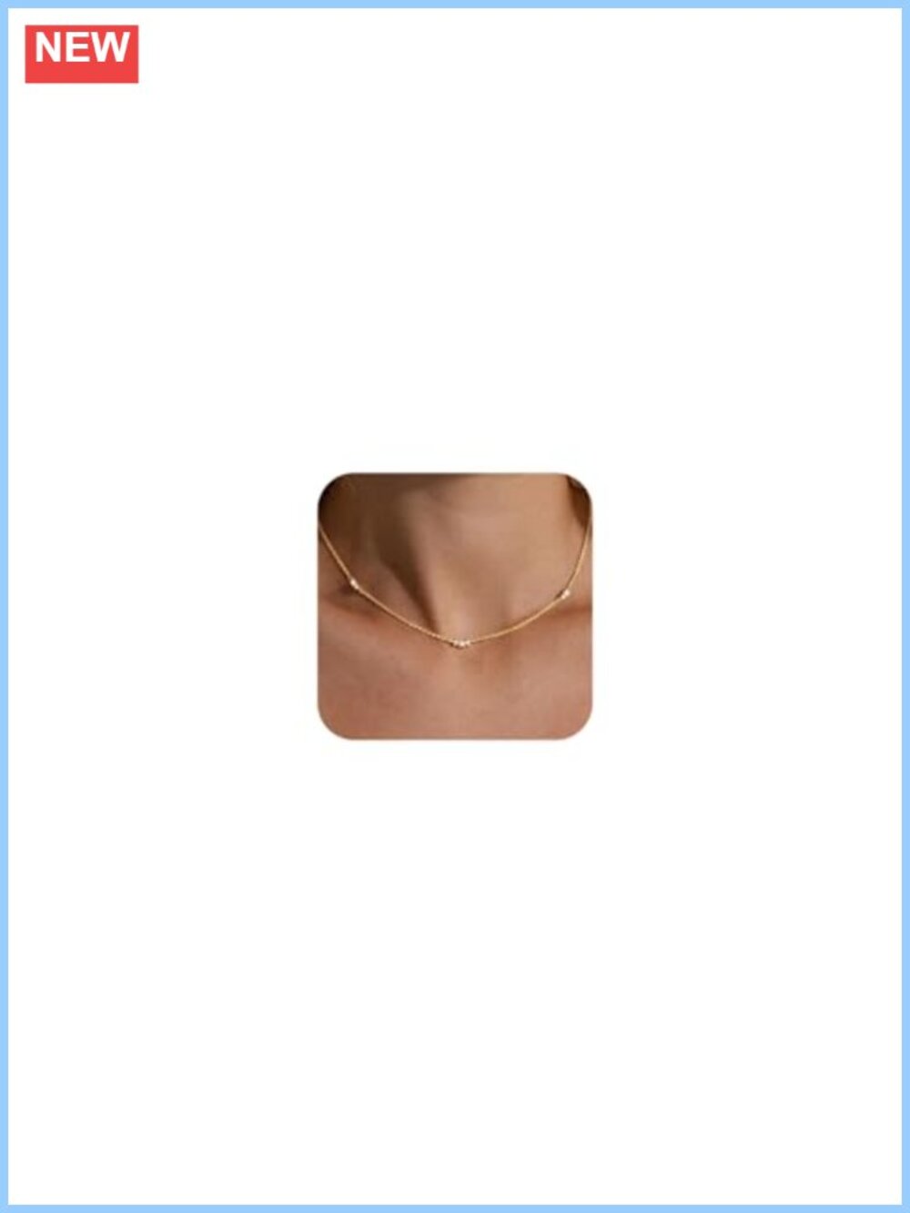 Dainty Gold Plated Cubic Zirconia Necklace Adjustable Chain